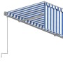 Manual retractable awning with blue and white blind 4.5x3 m by , Awnings - Ref: Foro24-3069436, Price: 338,12 €, Discount: %