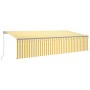 Manual retractable awning with blind and yellow white LED 6x3 m by , Awnings - Ref: Foro24-3069483, Price: 593,73 €, Discount: %