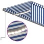 Manual retractable awning with blind and blue and white LED 6x3 m by , Awnings - Ref: Foro24-3069481, Price: 633,93 €, Discou...