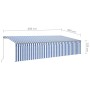 Manual retractable awning with blind and blue and white LED 6x3 m by , Awnings - Ref: Foro24-3069481, Price: 633,93 €, Discou...