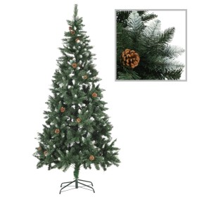 Árbol de Navidad artificial con piñas y brillo blanco 210 cm de vidaXL, Arboles de navidad - Ref: Foro24-284319, Precio: 86,9...