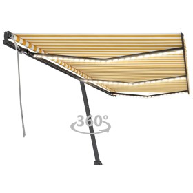 Manual retractable awning with yellow and white LED light 600x350 cm by , Awnings - Ref: Foro24-3069883, Price: 741,80 €, Dis...