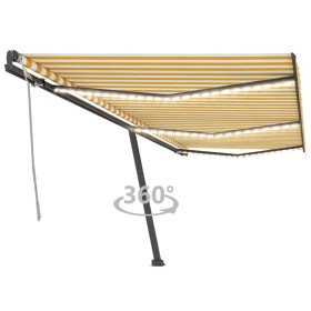 Toldo retráctil manual con luz LED amarillo y blanco 600x300 cm de , Toldos - Ref: Foro24-3069803, Precio: 696,99 €, Descuent...