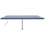 Toldo de pie retráctil manual azul y blanco 600x350 cm de , Toldos - Ref: Foro24-3069876, Precio: 696,09 €, Descuento: %