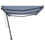 Toldo de pie retráctil manual azul y blanco 600x350 cm de , Toldos - Ref: Foro24-3069876, Precio: 696,09 €, Descuento: %