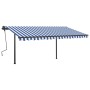 Toldo manual retráctil con postes azul y blanco 4,5x3,5 m de , Toldos - Ref: Foro24-3070236, Precio: 602,00 €, Descuento: %