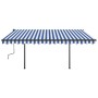 Retractable manual awning with blue and white poles 4.5x3.5 m by , Awnings - Ref: Foro24-3070236, Price: 602,00 €, Discount: %