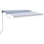 Retractable manual awning with blue and white poles 4.5x3.5 m by , Awnings - Ref: Foro24-3070236, Price: 602,00 €, Discount: %