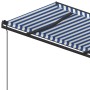 Retractable manual awning with blue and white poles 4.5x3.5 m by , Awnings - Ref: Foro24-3070236, Price: 602,00 €, Discount: %