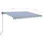 Retractable manual awning with blue and white poles 4.5x3.5 m by , Awnings - Ref: Foro24-3070236, Price: 602,00 €, Discount: %