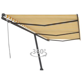 Toldo de pie retráctil manual amarillo y blanco 600x300 cm de , Toldos - Ref: Foro24-3069798, Precio: 627,99 €, Descuento: %