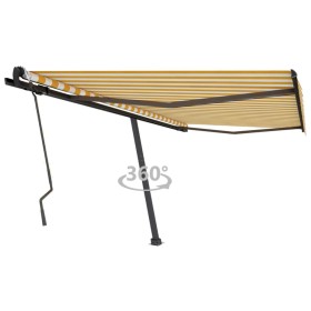 Toldo de pie retráctil manual amarillo y blanco 450x300 cm de , Toldos - Ref: Foro24-3069758, Precio: 432,99 €, Descuento: %