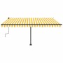 Toldo de pie retráctil manual amarillo y blanco 450x300 cm de , Toldos - Ref: Foro24-3069758, Precio: 424,14 €, Descuento: %