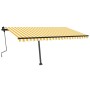 Toldo de pie retráctil manual amarillo y blanco 450x300 cm de , Toldos - Ref: Foro24-3069758, Precio: 424,14 €, Descuento: %