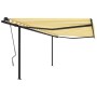 Toldo manual retráctil con postes amarillo y blanco 4,5x3 m de , Toldos - Ref: Foro24-3070158, Precio: 483,01 €, Descuento: %