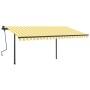 Toldo manual retráctil con postes amarillo y blanco 4,5x3 m de , Toldos - Ref: Foro24-3070158, Precio: 483,01 €, Descuento: %