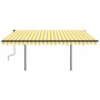 Toldo manual retráctil con postes amarillo y blanco 4,5x3 m de , Toldos - Ref: Foro24-3070158, Precio: 483,01 €, Descuento: %