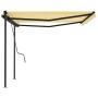 Toldo manual retráctil con postes amarillo y blanco 4,5x3 m de , Toldos - Ref: Foro24-3070158, Precio: 483,01 €, Descuento: %