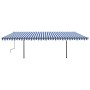 Toldo retráctil manual con postes azul y blanco 6x3,5 m de , Toldos - Ref: Foro24-3070276, Precio: 718,28 €, Descuento: %