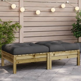 Garden stools with cushions 2 pcs impregnated pine wood by , Modular outdoor sofas - Ref: Foro24-838172, Price: 127,45 €, Dis...