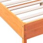 Bed frame with pine wood headboard in brown wax finish 120x200 cm by , Beds and slatted bases - Ref: Foro24-842601, Price: 12...