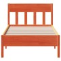 Bed frame with wax brown pine wood headboard 100x200 cm by , Beds and slatted bases - Ref: Foro24-842657, Price: 93,73 €, Dis...