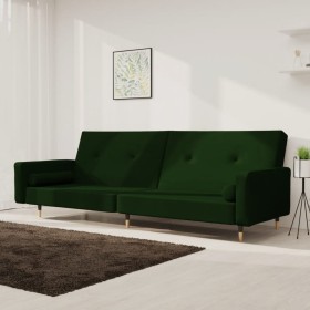 2-Sitzer-Schlafsofa mit zwei dunkelgrünen Samtkissen von , Sofas - Ref: Foro24-375751, Preis: 244,96 €, Rabatt: %