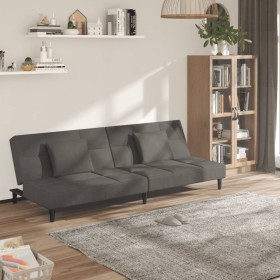 Sofá cama de 2 plazas con dos almohadas terciopelo gris oscuro de , Sofás - Ref: Foro24-375808, Precio: 223,80 €, Descuento: %