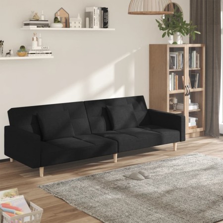 Two-seater sofa bed with two black fabric pillows. by , Sofas - Ref: Foro24-375801, Price: 266,14 €, Discount: %