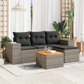 Garden sofa set with 5-piece synthetic rattan gray cushions by , Garden sets - Ref: Foro24-3257747, Price: 338,99 €, Discount: %