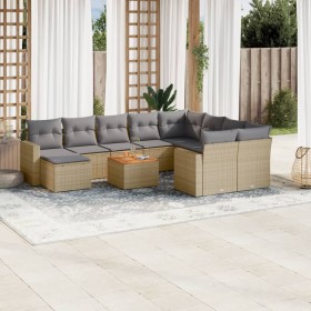 Garden sofa set 11 pieces with beige synthetic rattan cushions by , Modular outdoor sofas - Ref: Foro24-3224414, Price: 696,8...