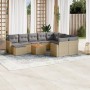 Set von 11-teiligen Gartensofas mit beigen Kissen aus synthetischem Rattan von , Modulare Sofas für den Außenbereich - Ref: F...