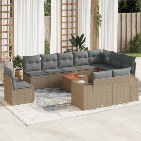 Set von 11-teiligen Gartensofas mit beigen Kissen aus synthetischem Rattan von , Gartensets - Ref: Foro24-3225499, Preis: 753...