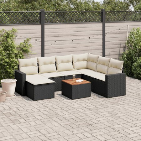 Set aus 8-teiligen Gartensofas und Kissen Kunstrattan schwarz von , Modulare Sofas für den Außenbereich - Ref: Foro24-3224236...