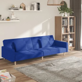 Two-seater sofa bed with two blue fabric pillows. by , Sofas - Ref: Foro24-375803, Price: 269,99 €, Discount: %