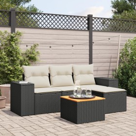 5-teiliges Gartenmöbel-Set und Kissen aus synthetischem Rattan schwarz von , Gartensets - Ref: Foro24-3225412, Preis: 316,78 ...