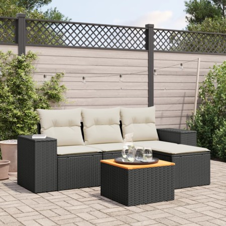 5-piece garden furniture set with black synthetic rattan cushions by , Garden sets - Ref: Foro24-3225412, Price: 320,37 €, Di...