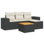 Set de muebles de jardín 5 pzas y cojines ratán sintético negro de , Conjuntos de jardín - Ref: Foro24-3225412, Precio: 320,3...