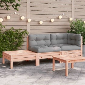 Garden sofa with cushions and solid Douglas fir wood footrest. by , Modular outdoor sofas - Ref: Foro24-838187, Price: 207,01...