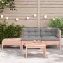 Garden sofa with cushions and solid Douglas fir wood footrest. by , Modular outdoor sofas - Ref: Foro24-838187, Price: 206,80...