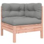 Garden sofa with cushions and solid Douglas fir wood footrest. by , Modular outdoor sofas - Ref: Foro24-838187, Price: 206,80...