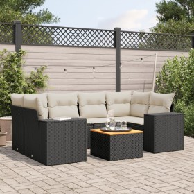 7-teiliges Garten-Esszimmerset und Kissen synthetisches Rattan schwarz von , Gartensets - Ref: Foro24-3225342, Preis: 480,99 ...