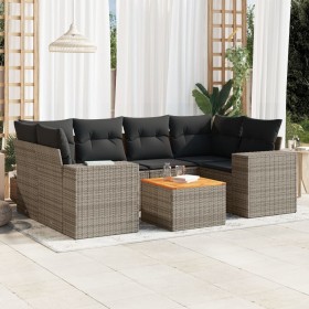 7-piece garden sofa set with gray PE rattan cushions by , Garden sets - Ref: Foro24-3257677, Price: 495,52 €, Discount: %