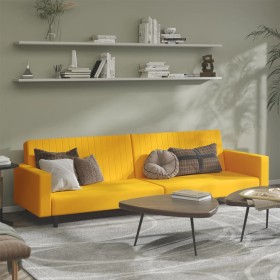 Yellow velvet 2-seater sofa bed by , Sofas - Ref: Foro24-375944, Price: 240,99 €, Discount: %