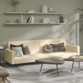 Cream-colored velvet 2-seater sofa bed by , Sofas - Ref: Foro24-375946, Price: 242,83 €, Discount: %