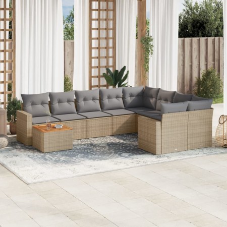 Set Gartensofas mit beigen Kissen 10 Stück synthetisches Rattan von , Modulare Sofas für den Außenbereich - Ref: Foro24-32242...