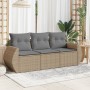 Garden sofa set with beige cushions 3 pieces PE rattan by , Garden sets - Ref: Foro24-3253396, Price: 248,45 €, Discount: %