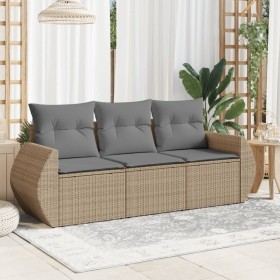 Garden sofa set with beige cushions 3 pieces PE rattan by , Garden sets - Ref: Foro24-3253396, Price: 251,12 €, Discount: %