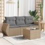 Garden sofa set with 4-piece synthetic rattan beige cushions by , Garden sets - Ref: Foro24-3253406, Price: 313,22 €, Discoun...