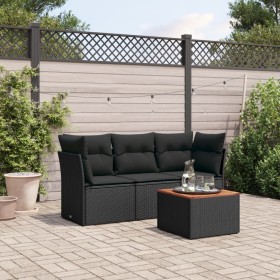 4-piece garden sofa set with black synthetic rattan cushions by , Garden sets - Ref: Foro24-3223465, Price: 225,50 €, Discoun...